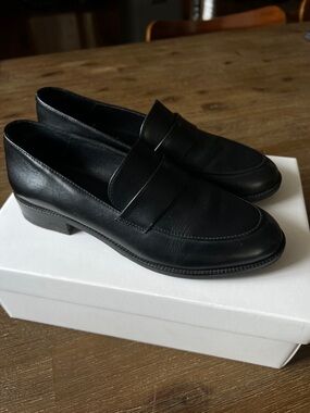 Iris and Ink Black Leather Penny Loafers